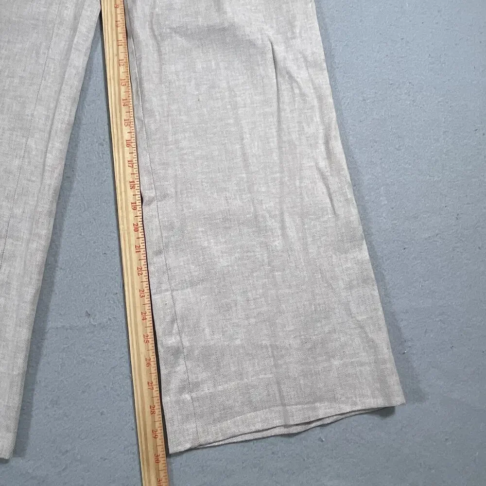 Banana Republic Wide Leg Pants Women 8 High Rise Tie Waist‎ Beige Quiet Luxury